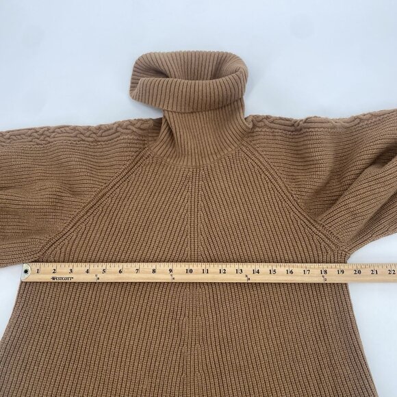 Anthropologie Size XS/S Petite Kali Poncho Sweater Brown Oversized Cable Knit - Picture 7 of 13